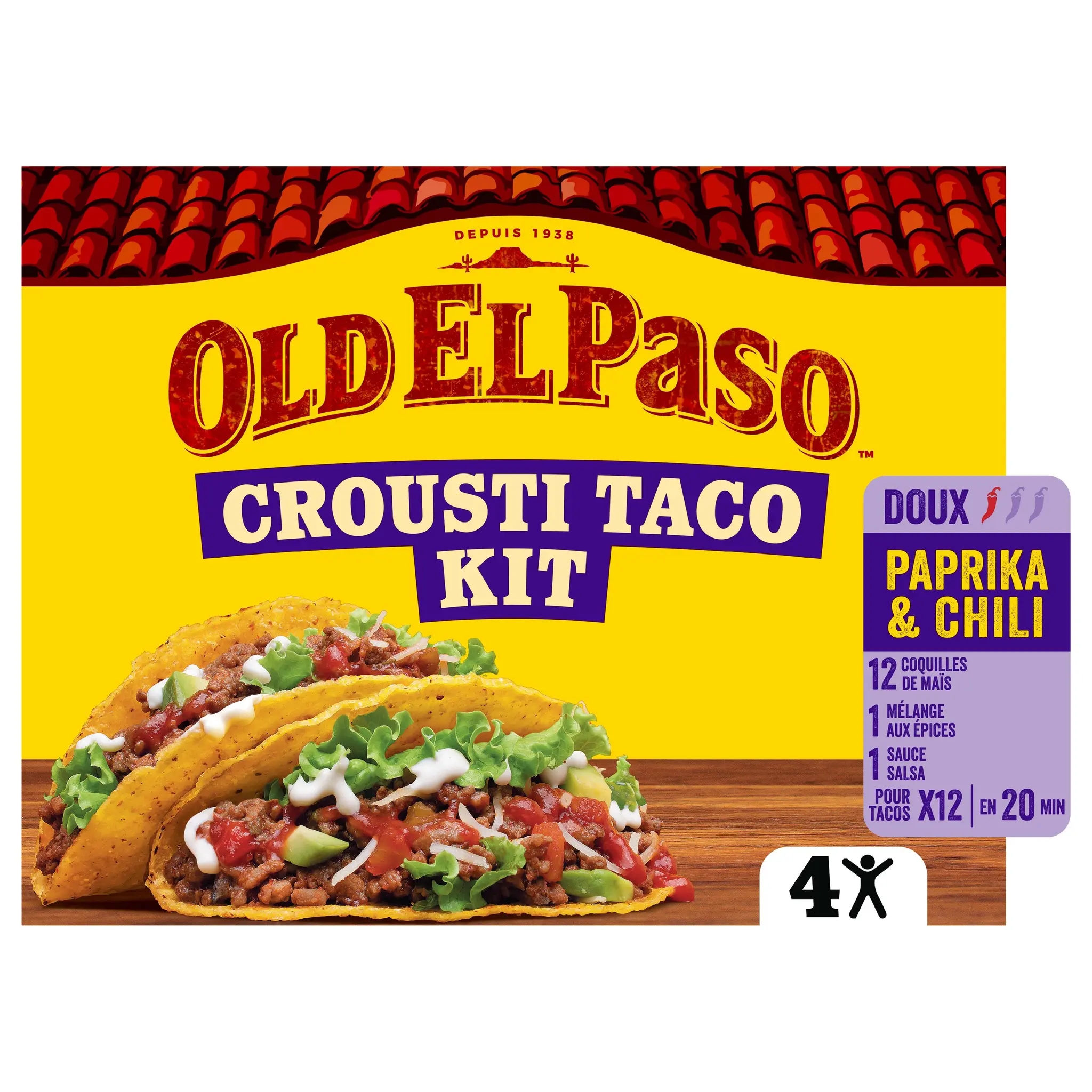 OLD EL PASO Crousti taco kit sans conservateur idéal pour 4 personnes prêt en 20 minutes