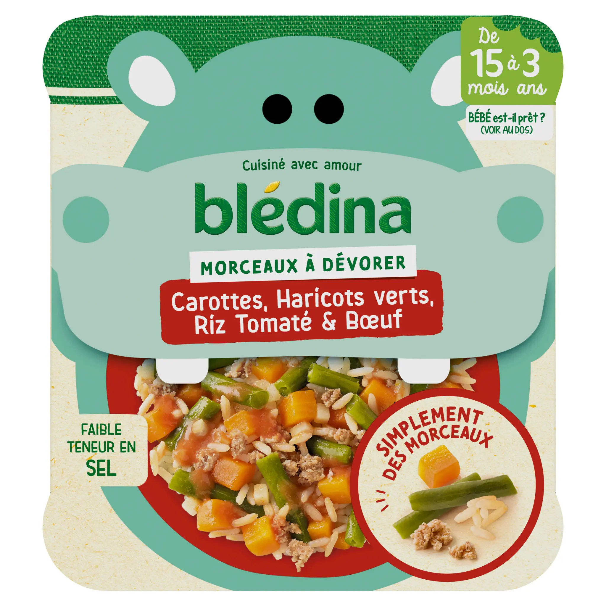 BLEDINA Assiette carottes haricots verts riz tomaté et boeuf dès 15 mois