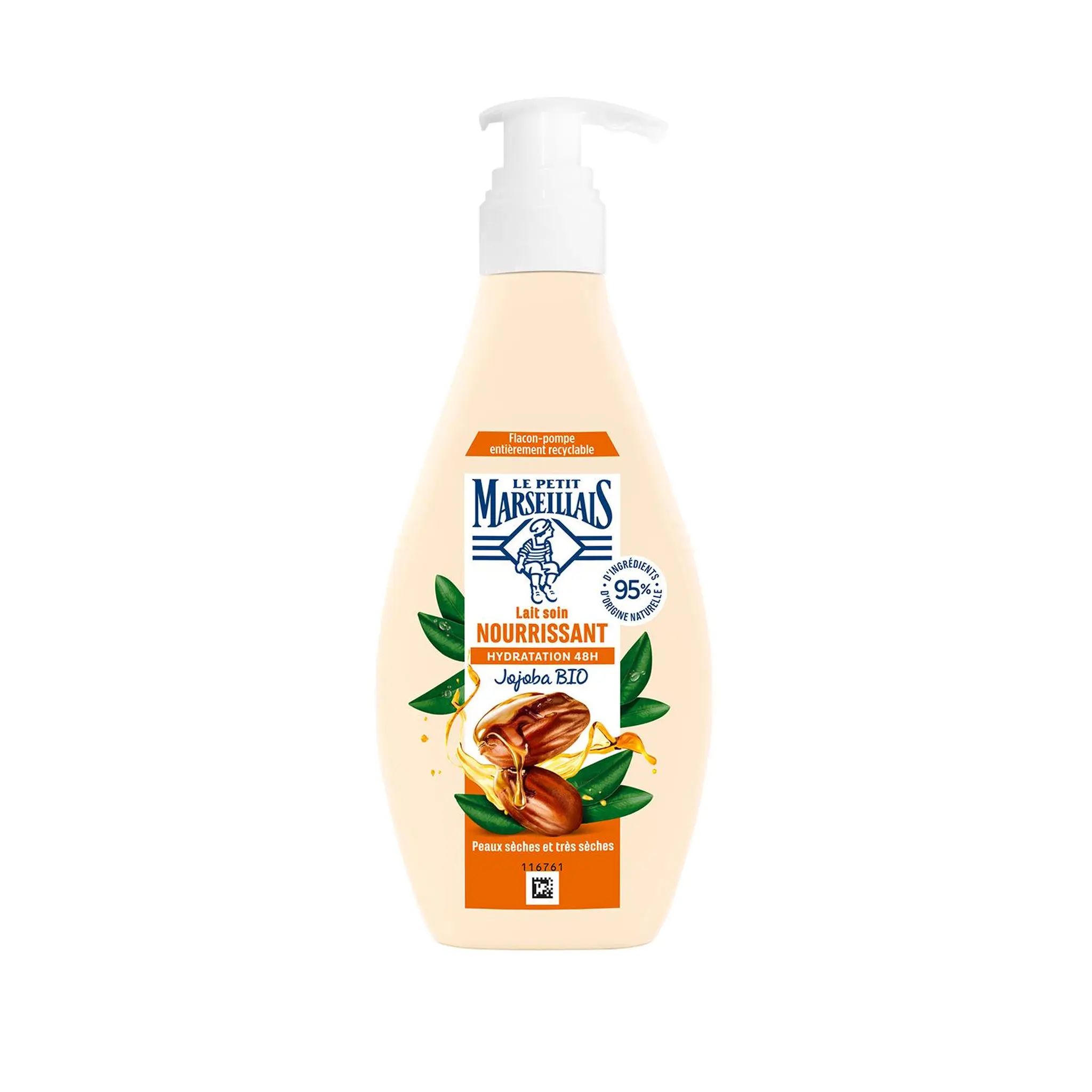LE PETIT MARSEILLAIS Lait soin nourrissant hydratation 48h jojoba bio peaux sèches et très sèches