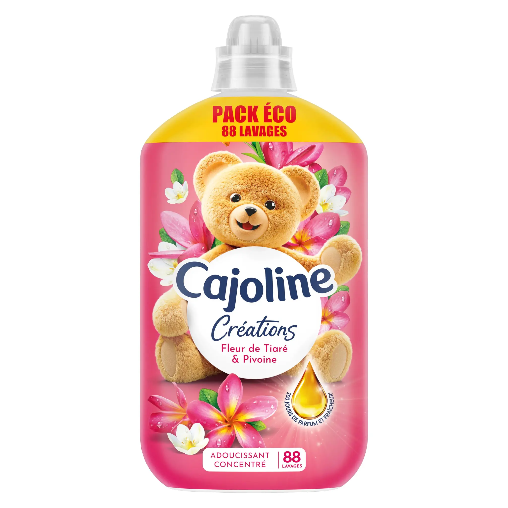CAJOLINE Adoucissant liquide fleur de tiaré et pivoine