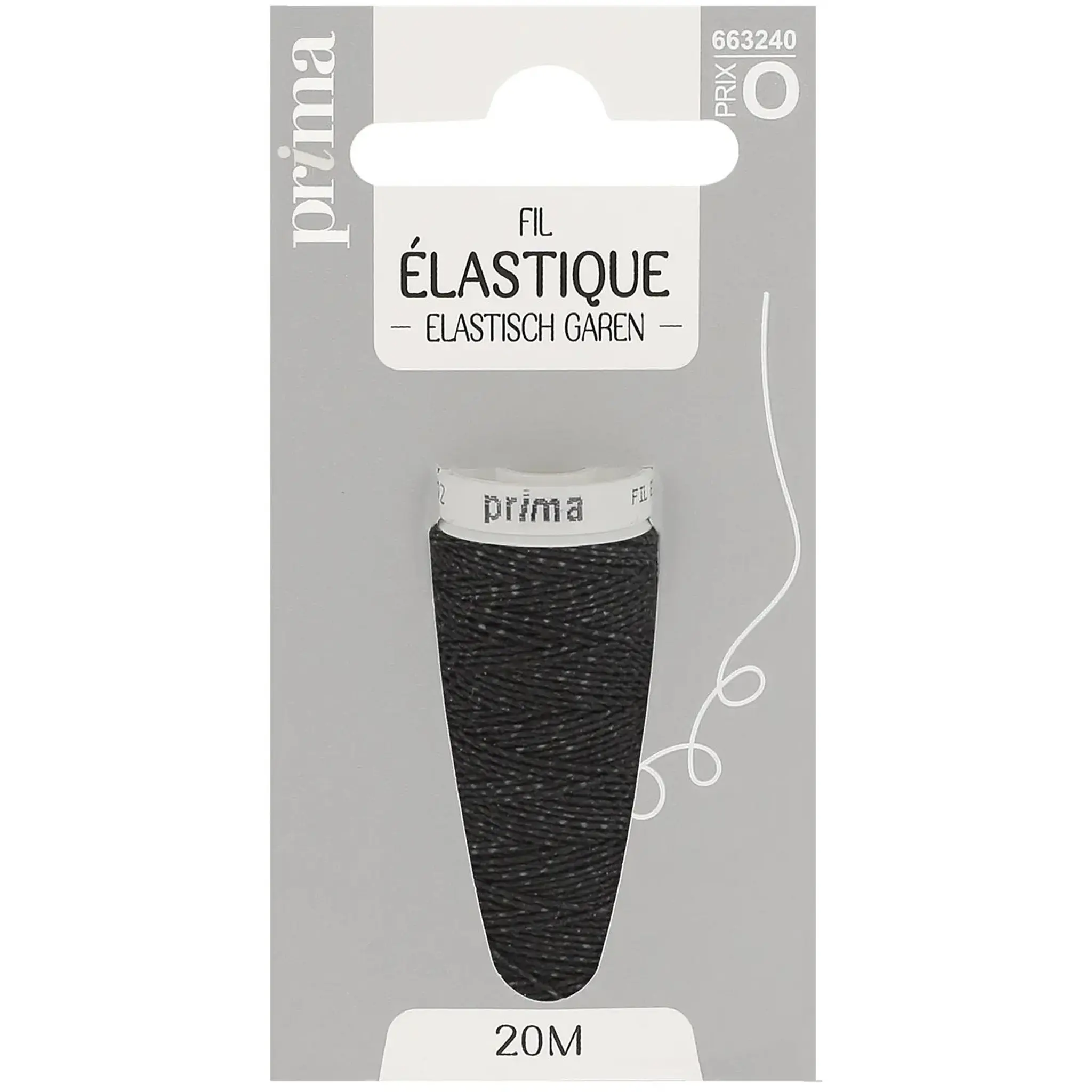 PRIMA Fil élastique noir 20m