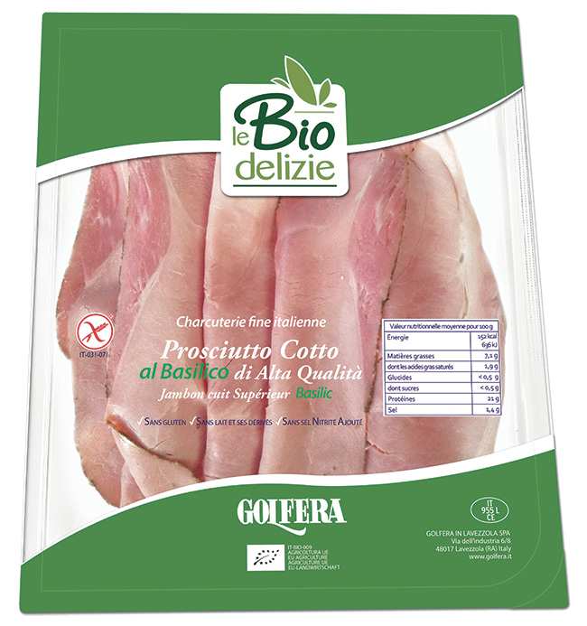 Jambon cuit supérieur sans nitrites au basilic bio