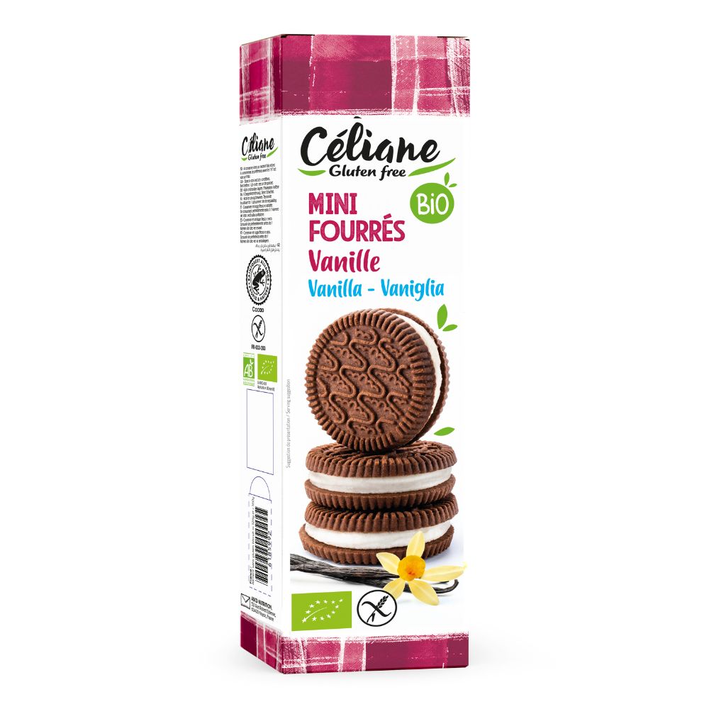 Mini biscuits fourrés vanille sans gluten bio