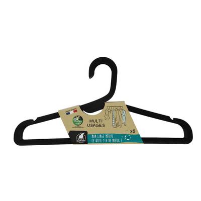 Elephant Cintre plastique multi-usages crochet fixe, 6 cintres