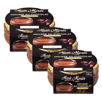 Marie Morin Mousse au chocolat a l'ancienne, Lot de 3x100g