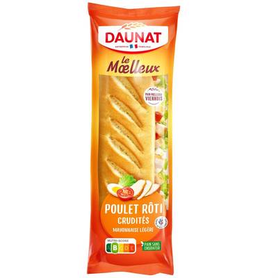 DAUNAT Sandwich Poulet Rôti Crudité et Mayonnaise Légère, 230g