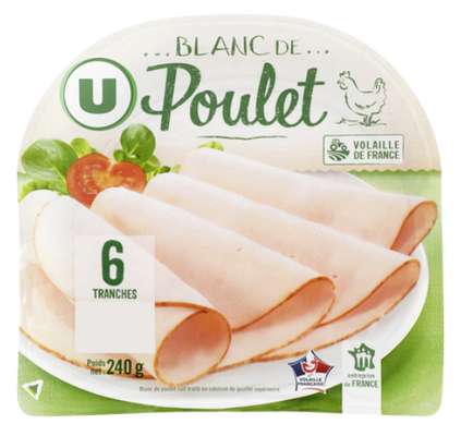 Blanc de poulet, U (6 tranches, 240 g)