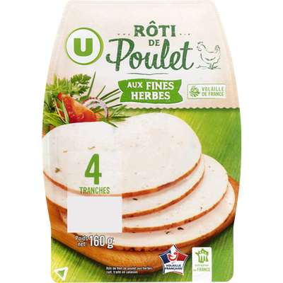 Rôti de poulet aux fines herbes, U (4 tranches, 160 g)