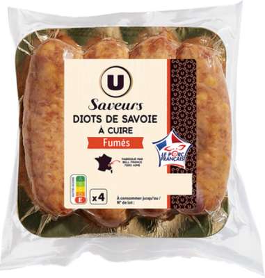 Diots de Savoie fumés, U Saveurs (4 x 90 g)