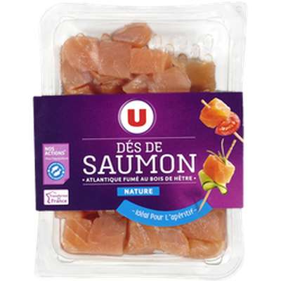 Dés de saumon fumé nature, U (100 g)
