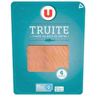 Truite fumée au bois de hêtre, U (4 tranches, 120 g)