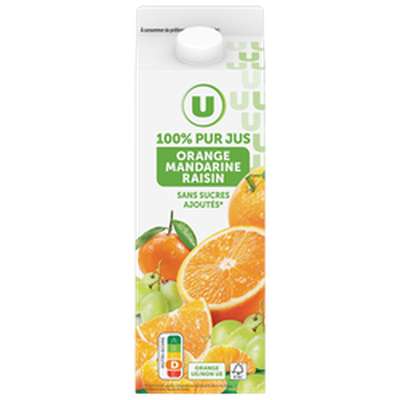 Pur jus orange mandarine raisin blanc, U (2 L)