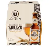 Pack de bière blonde d'Abbaye des Flandres 6.5°, U Saveurs (6 x 25 cl)