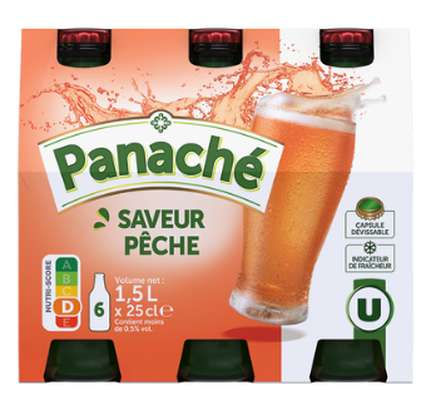 Pack de panaché saveur pêche 0,5°, U (6 x 25 cl)