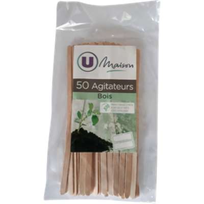 Agitateur en bois, U MAISON (pack de 50)