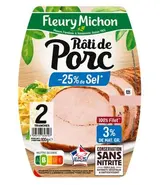 Rôti de porc cuit - 25% de sel, Fleury Michon (2 tranches, 100 g)