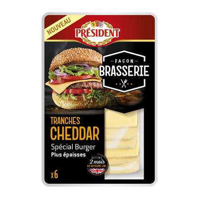 Cheddar en tranches façon brasserie, Président (x 6, 200 g)
