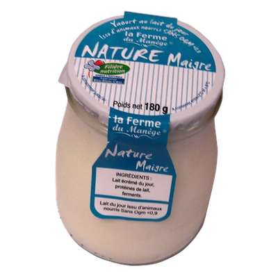Yaourt nature maigre brassé lait du jour, La Ferme du Manège (180 g)