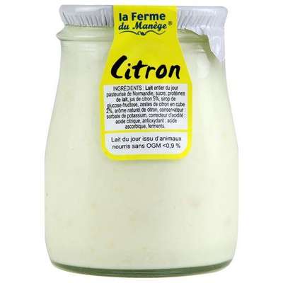 Yaourt entier au lait du jour citron, La Ferme du Manège (180 g)