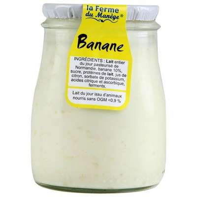Yaourt entier au lait du jour banane, La Ferme du Manège (180 g)
