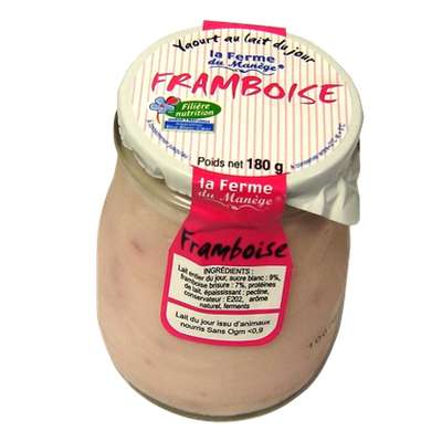 Yaourt entier brassé au lait du jour Framboise, La Ferme du Manège (180 g)