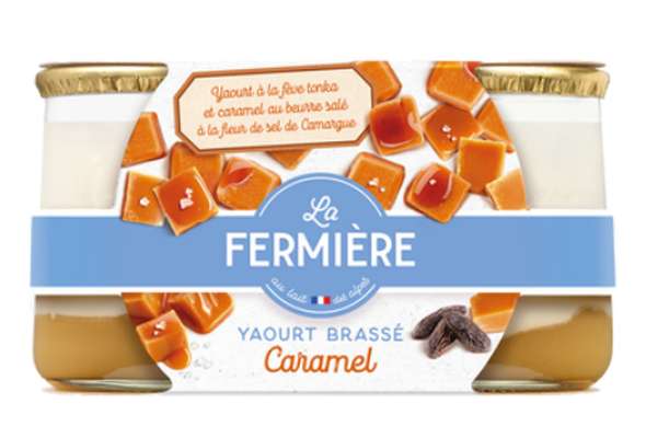 Yaourts brassés sur lit de caramel, La Fermière (2 x 160 g)