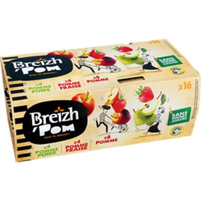 Compotes de fruits allégée, Breizh'Pom (16 x 100 g)