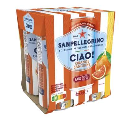 Boisson pétillantes italiennes orange sanguine, San Pellegrino Ciao !  (4 x 33 cl)
