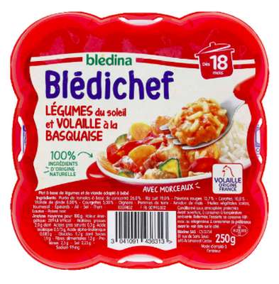 Blédichef assiette de légumes et volaille à la basquaise - dès 18 mois, Blédina (250 g)