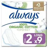 Serviettes hygiéniques avec ailettes long, Always Coton (x 9)