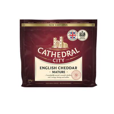 Cheddar maturé au lait pasteurisé aperidees 34%MG, Cathedral City (200 g)
