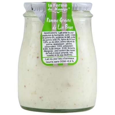 Yaourt entier brassé au lait du jour pomme graine de lin, La ferme du manège (180 g)