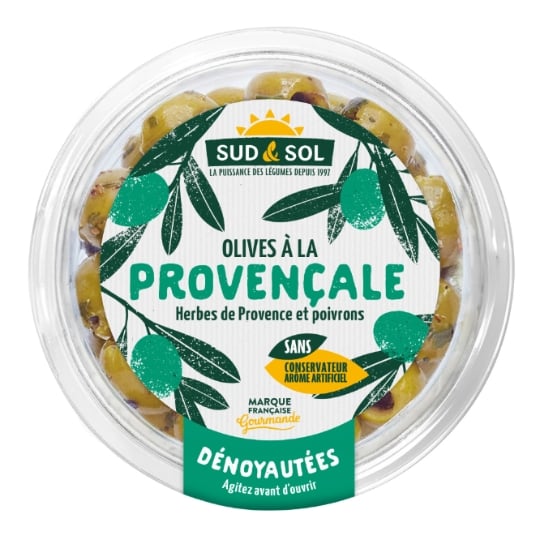 Olives Vertes à la Provençale Dénoyautées SUD & SOL