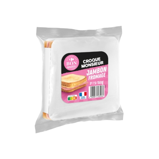 Biscuits apéritifs classiques croque-monsieur, jambon et emmental CARREFOUR CLASSIC'