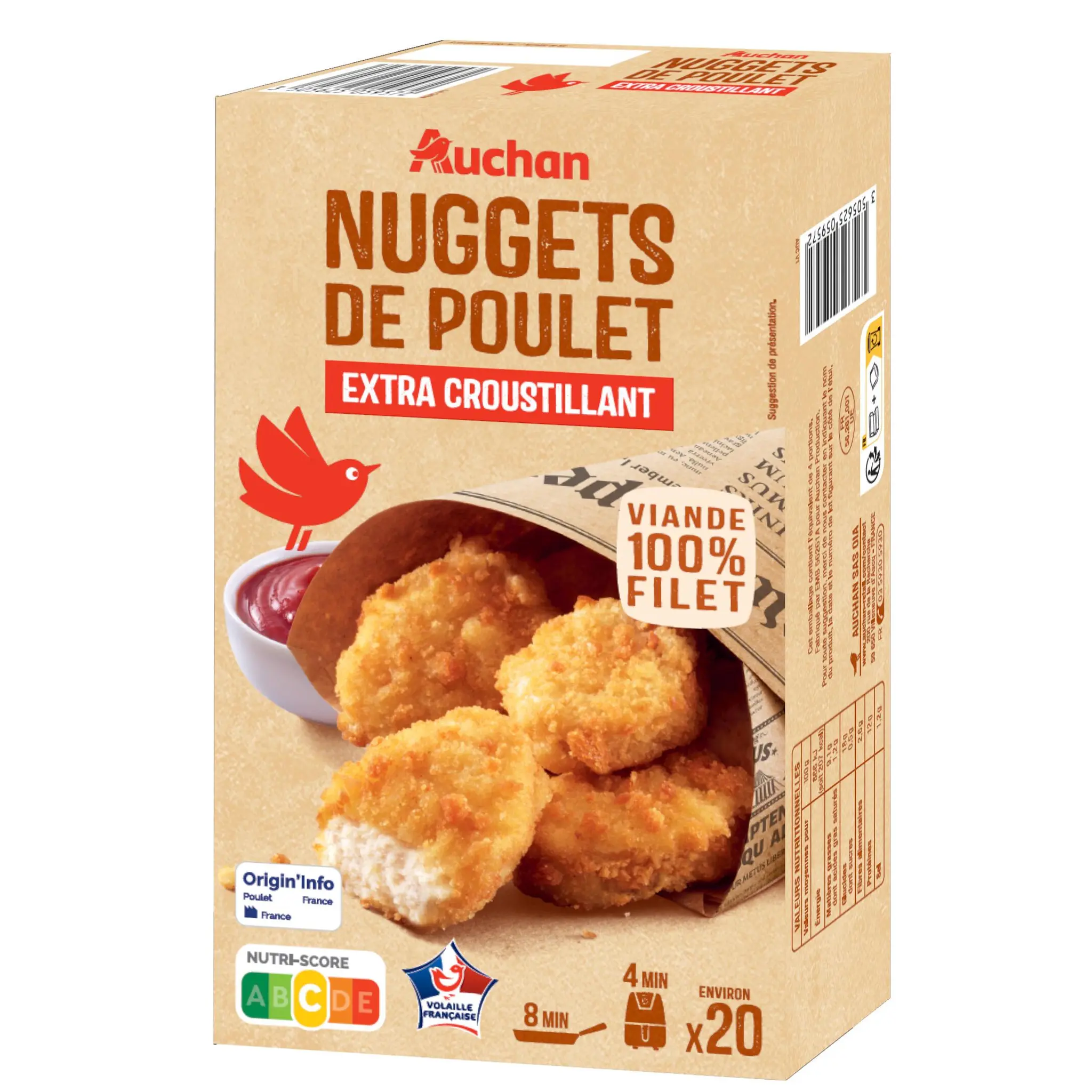 AUCHAN Nuggets de poulet extra croustillant