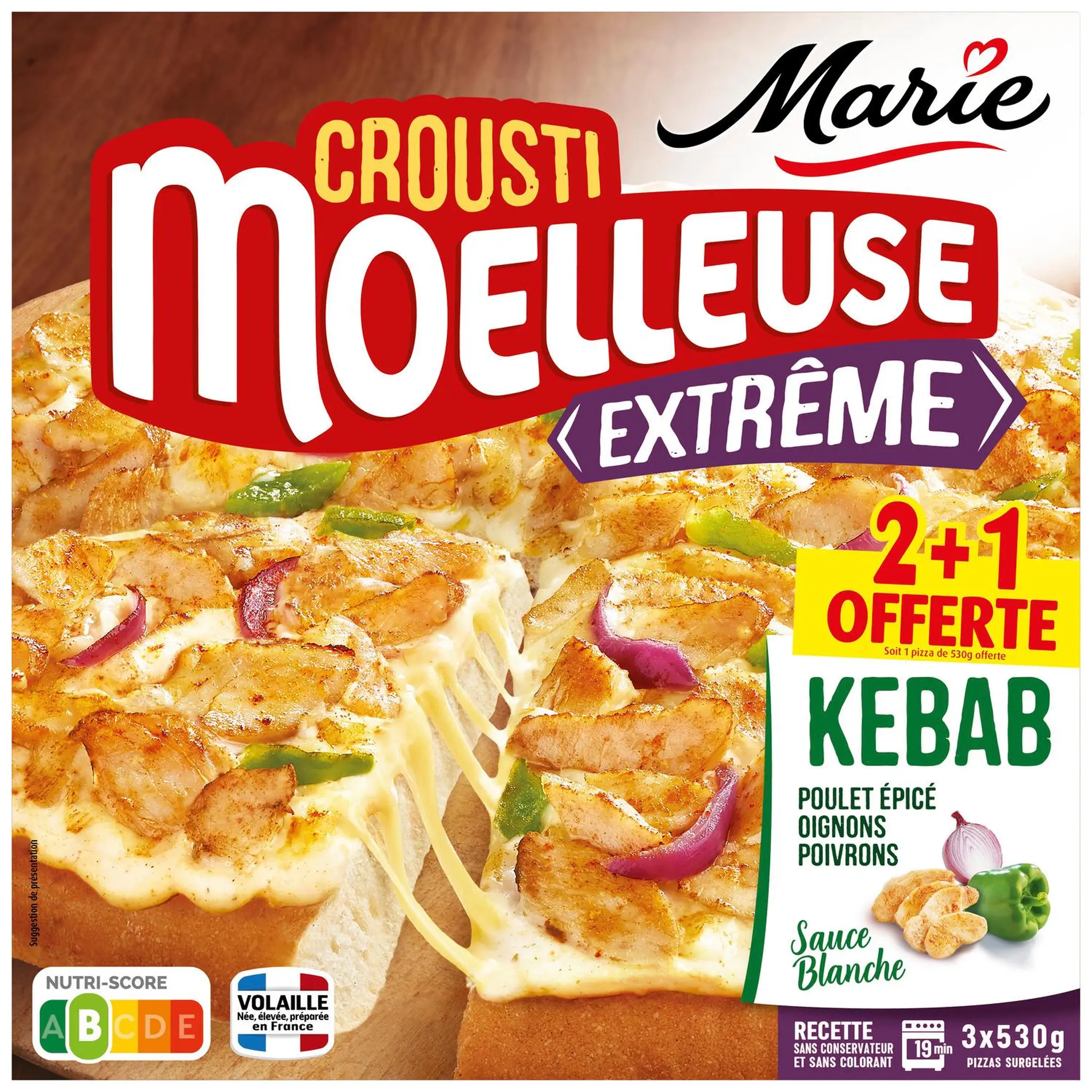 MARIE Pizza croustimoelleuse kébab