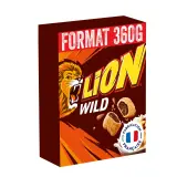 LION Wild Céréales croustillantes au goût caramel fourrées chocolat