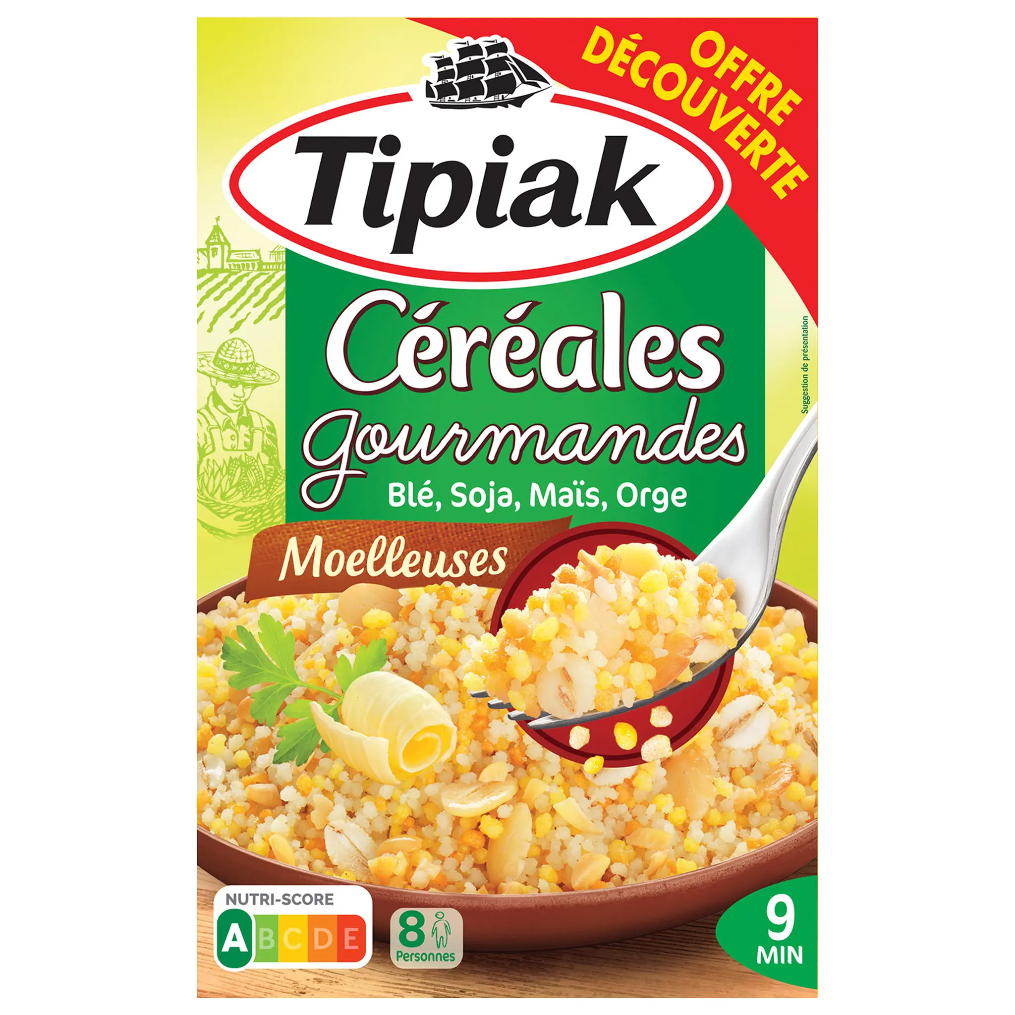 TIPIAK Céréales gourmandes moelleuses blé maïs soja