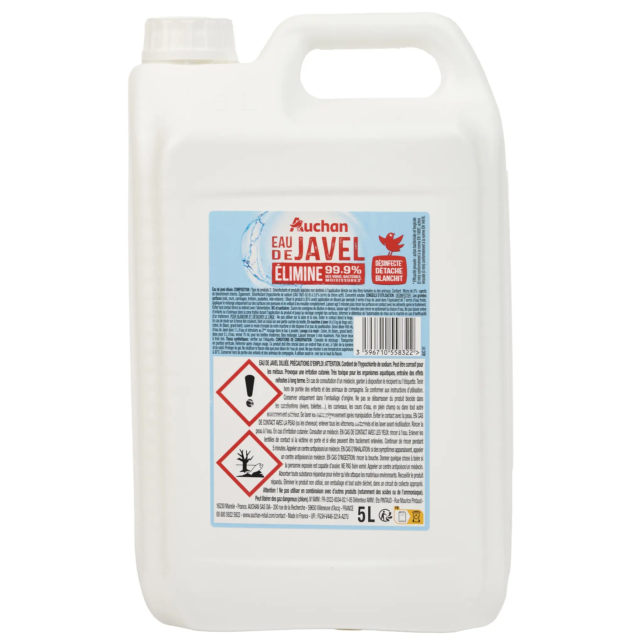 AUCHAN Eau de javel désinfectante