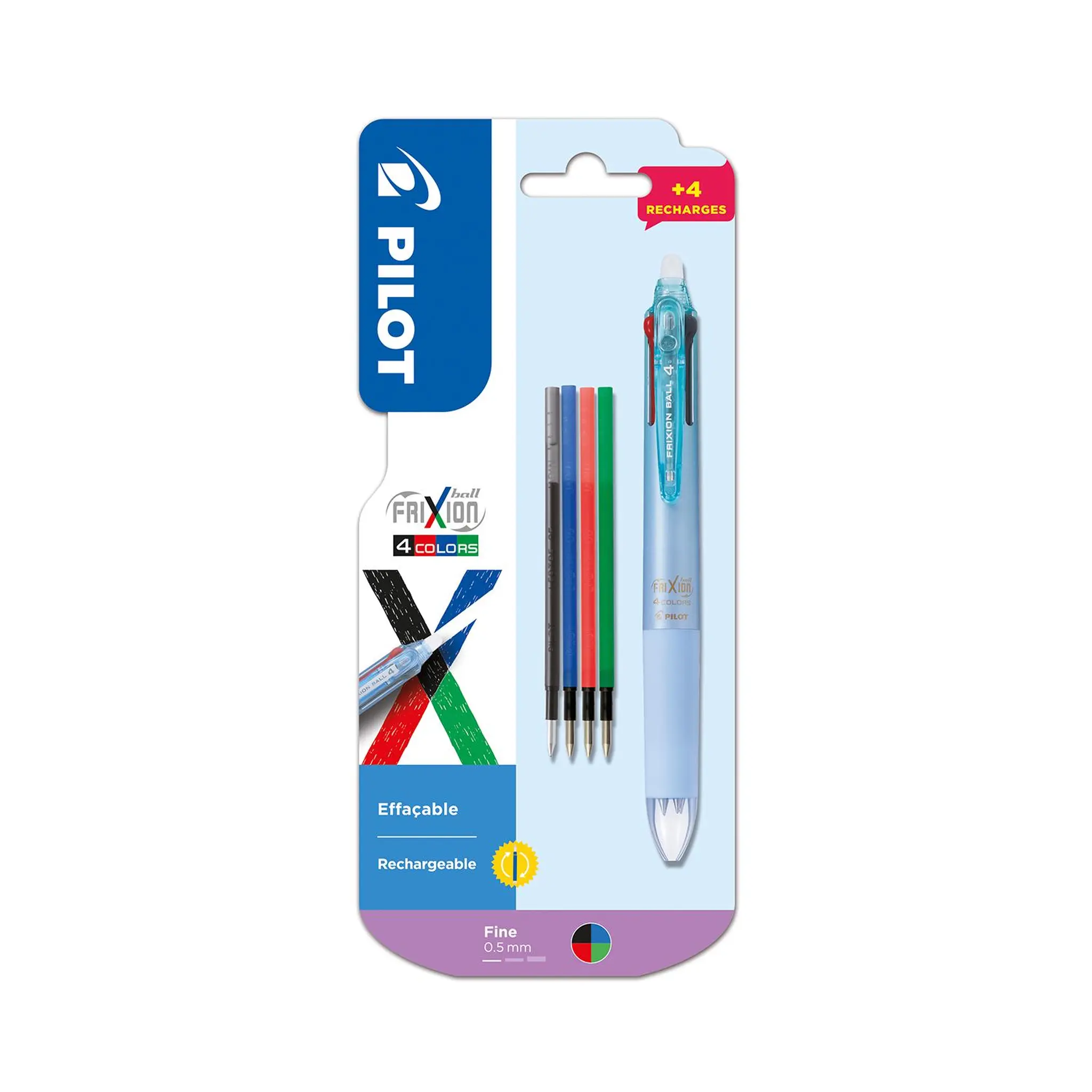 PILOT Stylo 4 couleurs Bleu dégradé + recharge 4 couleurs