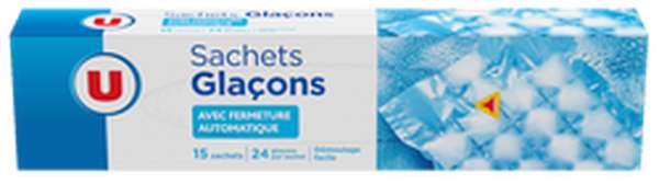 Sachets à glaçons, U (x 15 sachets de 24 glaçons)