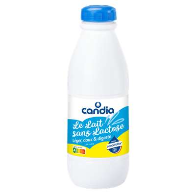 Lait demi-écrémé sans lactose UHT, Candia (1 L)