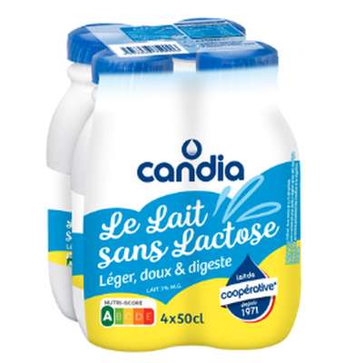 Lait UHT sans lactose 1/2 écrémé , Candia (6 x 50 cl)