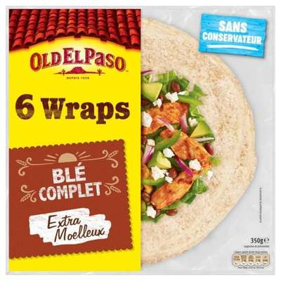 Wraps au blé complet, Old El Paso (x 6, 350 g)