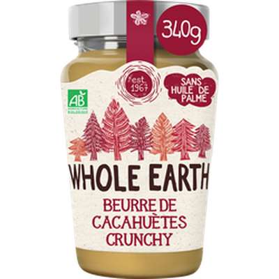 Beurre de cacahuètes crunchy BIO, Whole Earth  (340 g)