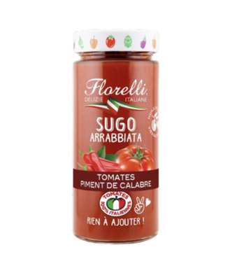 Sauce tomate à l'arrabbiata et piment de Calabre, Florelli (290 g)