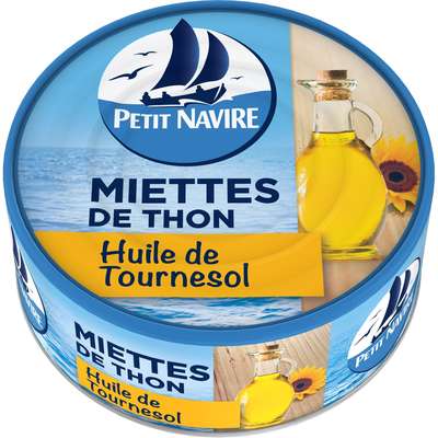 Miettes de thon à l'huile de tournesol, Petit Navire (140 g)