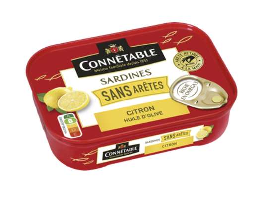 Sardines sans arêtes à l'huile d'olive et citron, Connetable (140 g)
