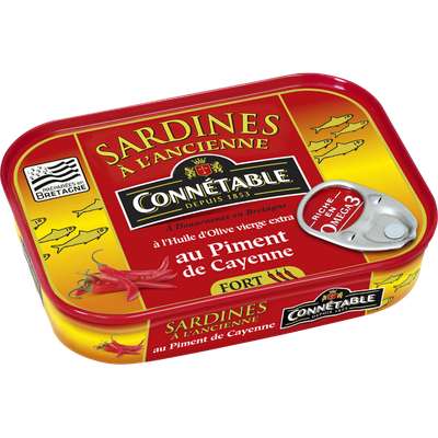 Sardines à l'huile d'olive et au piment de Cayenne, Connétable (115 g)