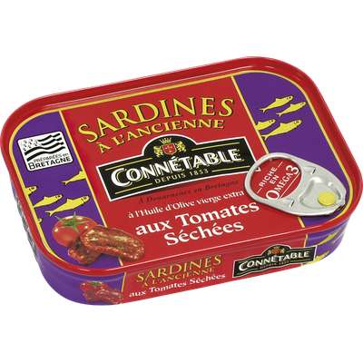 Sardines à l'huile d'olive et aux tomates séchées, Connetable (115 g)